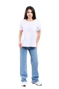 Tricou dama cu imprimeu floral 1055, Alb, Marime Universala