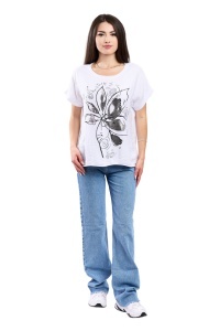 Tricou dama, Flower, Alb, Marime Universala
