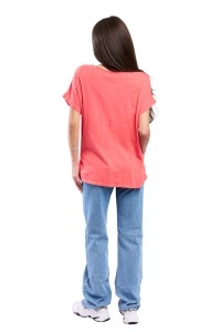 Tricou dama, Flower, Coral, Marime Universala - Img 3