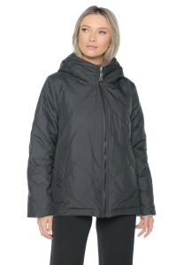 Geaca dama reversibila 2 fete, cu gluga, matlasata 2903, Negru-Crem