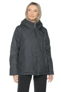 Geaca dama reversibila 2 fete, cu gluga, matlasata 2903, Negru-Crem