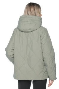 Geaca dama reversibila 2 fete, cu gluga, matlasata 2903, Verde-Crem - Img 3