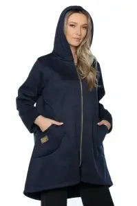 Hanorac dama cu glugă și fermoar, One size, Bleumarin - Img 5