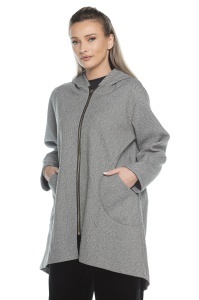Hanorac dama cu glugă și fermoar, One size, Gri Deschis - Img 2