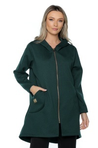 Hanorac dama cu glugă și fermoar, One size, Verde