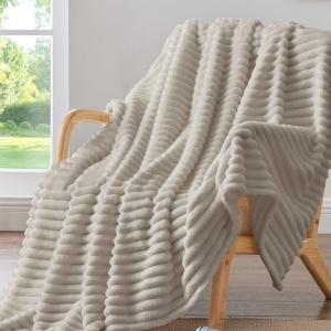 Patura cocolino cu dungi, 200x230cm - Culoare Grej Deschis - Img 3