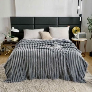 Patura cocolino cu dungi, 200x230cm - Culoare Gri