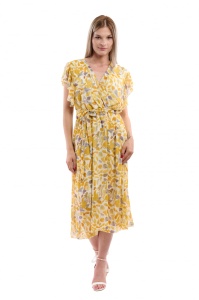 Rochie dama 2372 - Mustar/Ivoire