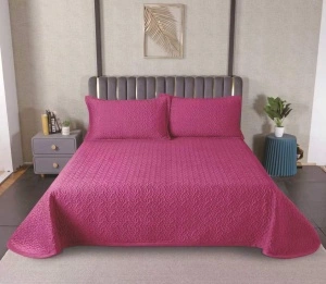 Set Cuvertură de Pat Matlasată/Catifelata din Microfibră, 3 Piese, 230x250 cm, Lila