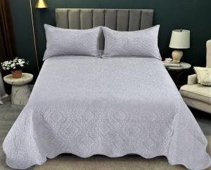 Set cuvertura pat matlasata, 3 piese, 220x220cm - Culoare Gri argintiu