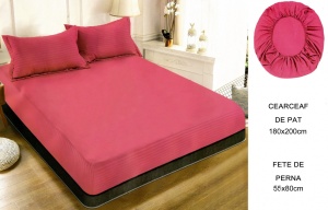 Set husa pat cu elastic si 2 fete de perna,180x200 cm - culoare Somon