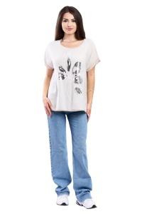 Tricou dama, Flower, Bej, Marime Universala