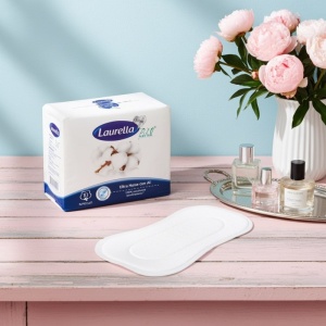 Absorbante de noapte cu aripioare, bumbac organic, 4 picaturi, 10buc - Laurella BIO Cotton - Img 2