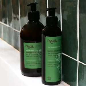 Sapun de Alep lichid BIO cu aroma ambra si oud, 200ml - NAJEL - Img 2