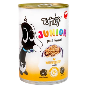 Hrană umedă pentru căței Tuf Tuf Junior 415 g cu Pasăre