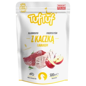 Hrană umedă pentru câini Tuf Tuf 300 g cu Rață și măr