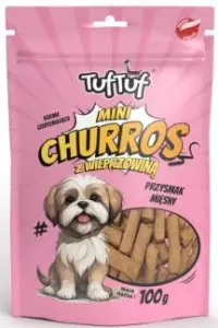 Recompensă mini churros pentru câini Tuf Tuf 80 g cu Porc