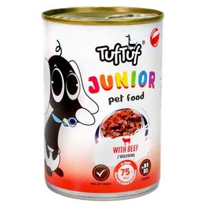 Hrană umedă pentru căței Tuf Tuf Junior 415 g cu Vită