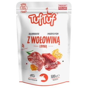 Hrană umedă pentru câini Tuf Tuf 500 g cu Vită și dovleac
