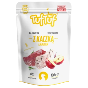 Hrană umedă pentru câini Tuf Tuf 100 g cu Rață și măr