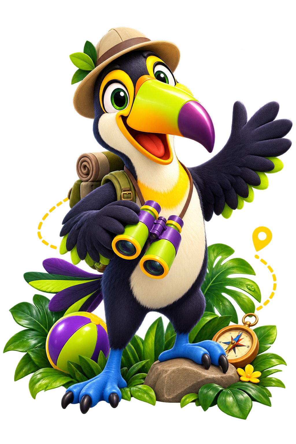 Tucan explorator care întâmpină familiile la Matei Great Play