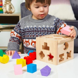 Wooden Shape Sorter - Sorting Cube for Toddlers [DEMO] - Img 2