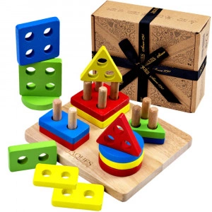 Wooden Puzzle Board - Geometric Stacking Toy [DEMO]