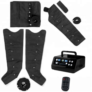 Aparat de presoterapie pentru drenaj limfatic si masaj Alhena® M-PRO 3001, 4 X 6 camere de compresie aer, 6 moduri de tratament, 30-250 mmHg, recuperare medicala, masaj terapeutic, refacere musculara, marimea, negru
