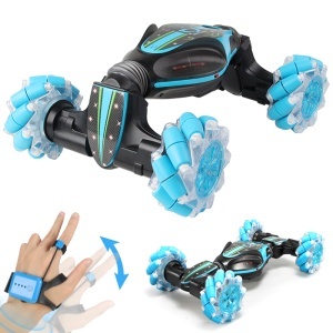 Masinuta Twist Air Gesture Car, Stunt Car, telecomanda 2.4 GHz, telecomanda ceas, control gestual, lumini led, sunete, 83A, Albastru