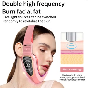 Aparat de Lifting Facial, 5 In 1, Alhena®, Ridicare faciala, Indepartarea Barbiei Duble In Forma De V, Masaj facial, EMS, Terapie Cu Fotoni, Roz - Img 2