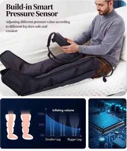 Aparat profesional de recuperare sportiva secvențială, 10 camere de compresie cu aer, 3500mAH, masaj pentru picioare pentru îmbunătățirea circulației, presoterapie, drenaj limfatic - Img 2