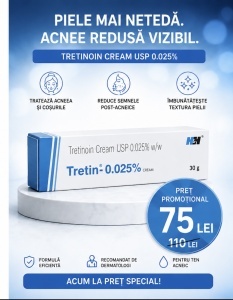 Crema Tretinoin 0.025% 30gr, Tretin-0.025% H&H – Acnee, Riduri - Img 2