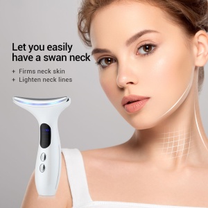 Aparat Pentru Tratament Gat Fata si Decolteu, 4 in 1 Alhena®, Lifting, Anti Rid, Masaj facial, Electrostimulare, Intinerirea Pielii, Stimulare Colagen, Ridicare si intarirea Pielii Din Zona Mandibulara - Img 3