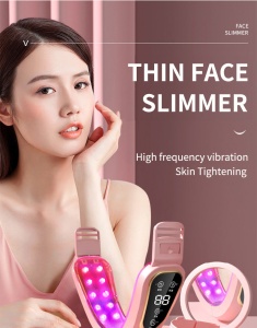 Aparat de Lifting Facial, 5 In 1, Alhena®, Ridicare faciala, Indepartarea Barbiei Duble In Forma De V, Masaj facial, EMS, Terapie Cu Fotoni, Roz - Img 6