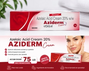 Crema cu Acid Azelaic Aziderm micronizat20% Advanced Care 15g, pentru controlul petelor