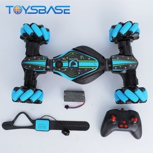 Masinuta Twist Air Gesture Car, Stunt Car, telecomanda 2.4 GHz, telecomanda ceas, control gestual, lumini led, sunete, 83A, Albastru - Img 3