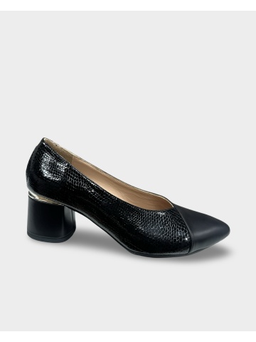 Pantofi cu toc damă negrii Carola | Piele Naturală - Img 1