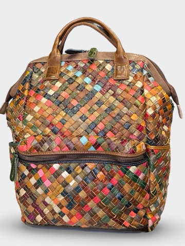 Rucsac multicolor Sianna | piele naturală - Img 3