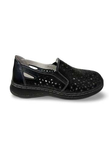 Pantofi damă perforați negru Casiana | Piele naturală - Img 1