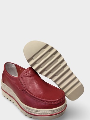 Pantofi damă casual roșii Gilda | piele naturală - Img 4