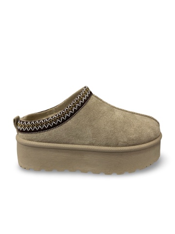 Papuci damă îmblăniți beige Sonia - Img 1