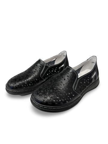 Pantofi damă perforați negru Casiana | Piele naturală - Img 5