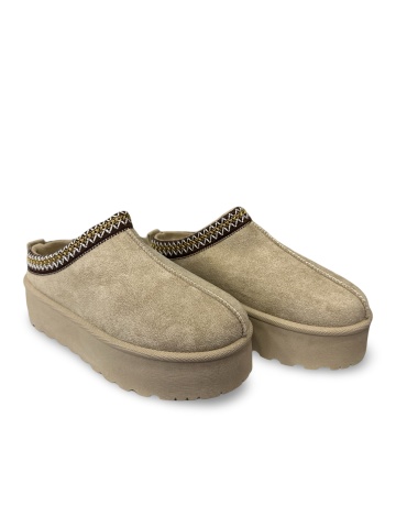 Papuci damă îmblăniți beige Sonia - Img 2