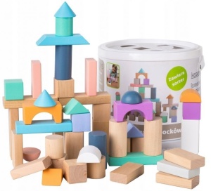 Drvene kocke 100 komada sa kanticom i sorterom ECOTOYS