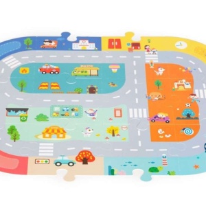 EDUKATIVNE DRVENE KOCKE CITY SET SA PODLOGOM 88 KOM - Img 3