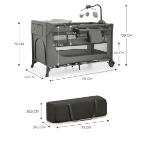 KINDERKRAFT PRENOSIVI KREVETAC JOY 2 DARK GRAY SA DODACIMA - Img 3