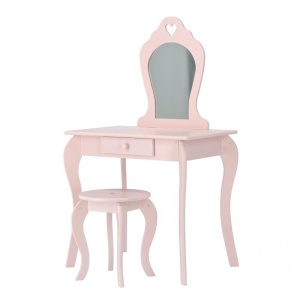 Roze sto za šminkanje sa ogledalom + stolica - Img 2