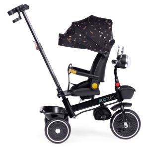 Tricikl za decu sa rotirajućim sedištem, gurajućim rukohvatom i tendom black, ECOTOYS - Img 2