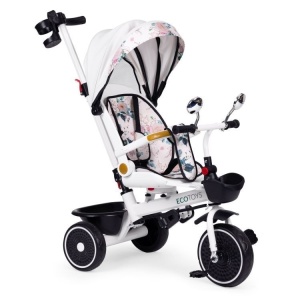 Tricikl za decu sa rotirajućim sedištem, gurajućim rukohvatom i tendom white, ECOTOYS - Img 4
