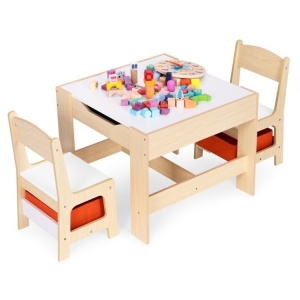 Dečiji set sto i 2 stolice sa tablom za pisanje Wood ECOTOYS - Img 2